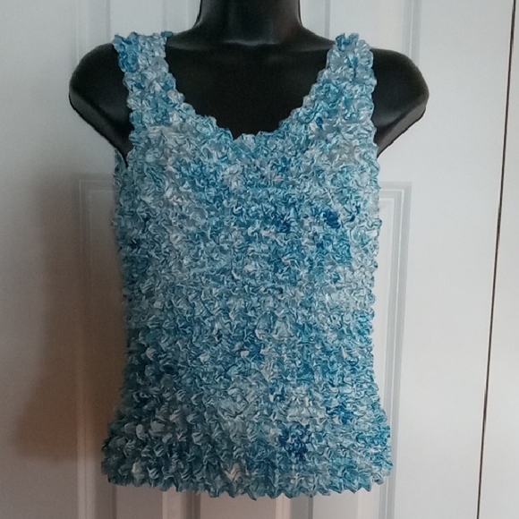 FC Tops - Blue Textured Sleeveless Top